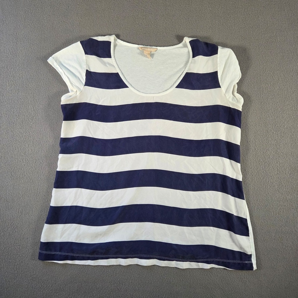 Banana Republic Top Womens XL White Silk Striped Sleeveless Tank Lightweight
